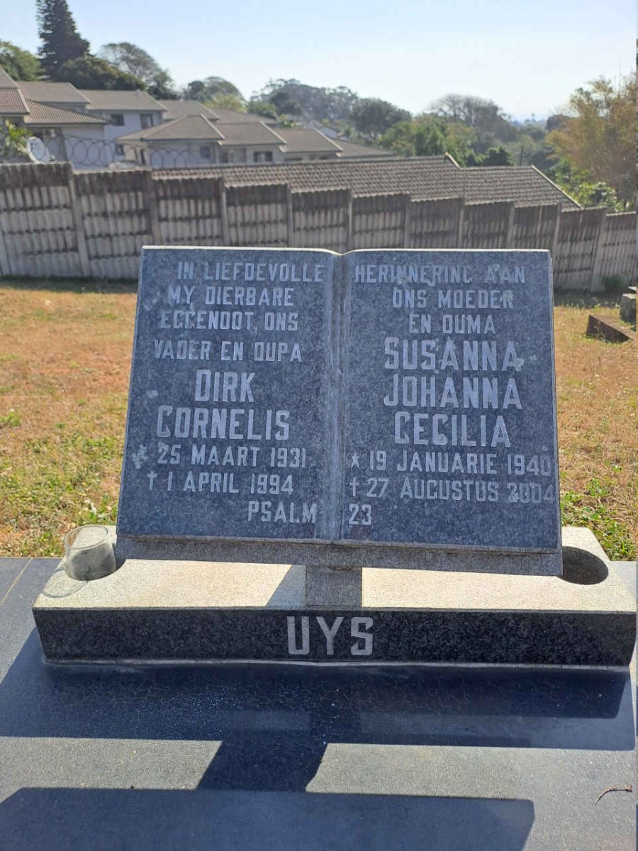 UYS Dirk Cornelius 1931-1994 & Susanna Johanna Cecilia 1940-2004