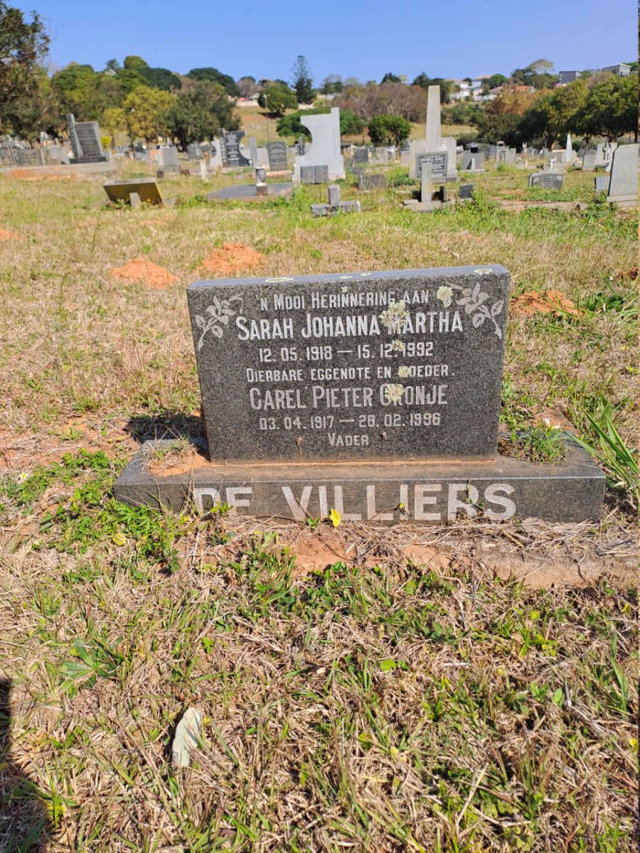 VILLIERS Carel Pieter Cronje, de 1917-1996 & Sarah Johanna Martha 1918-1992