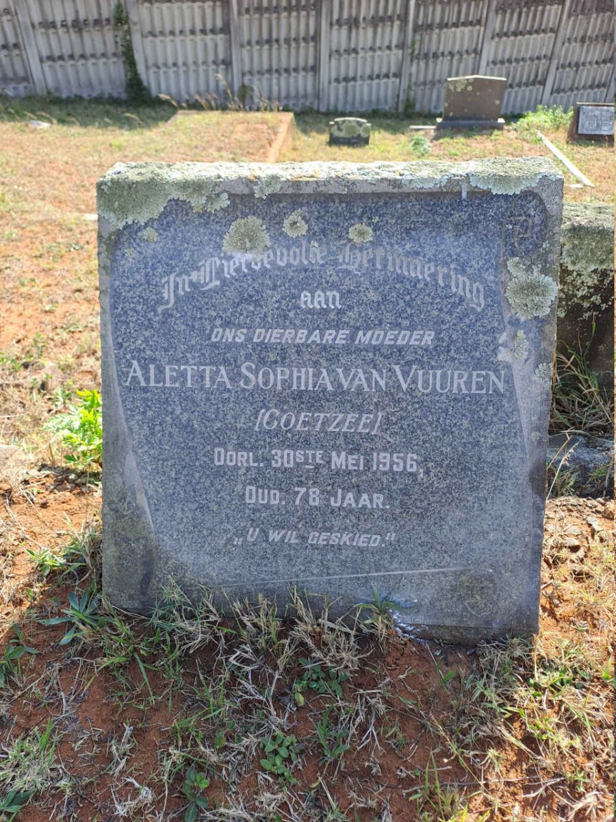 VUUREN Aletta Sophia, van nee COETZEE -1956