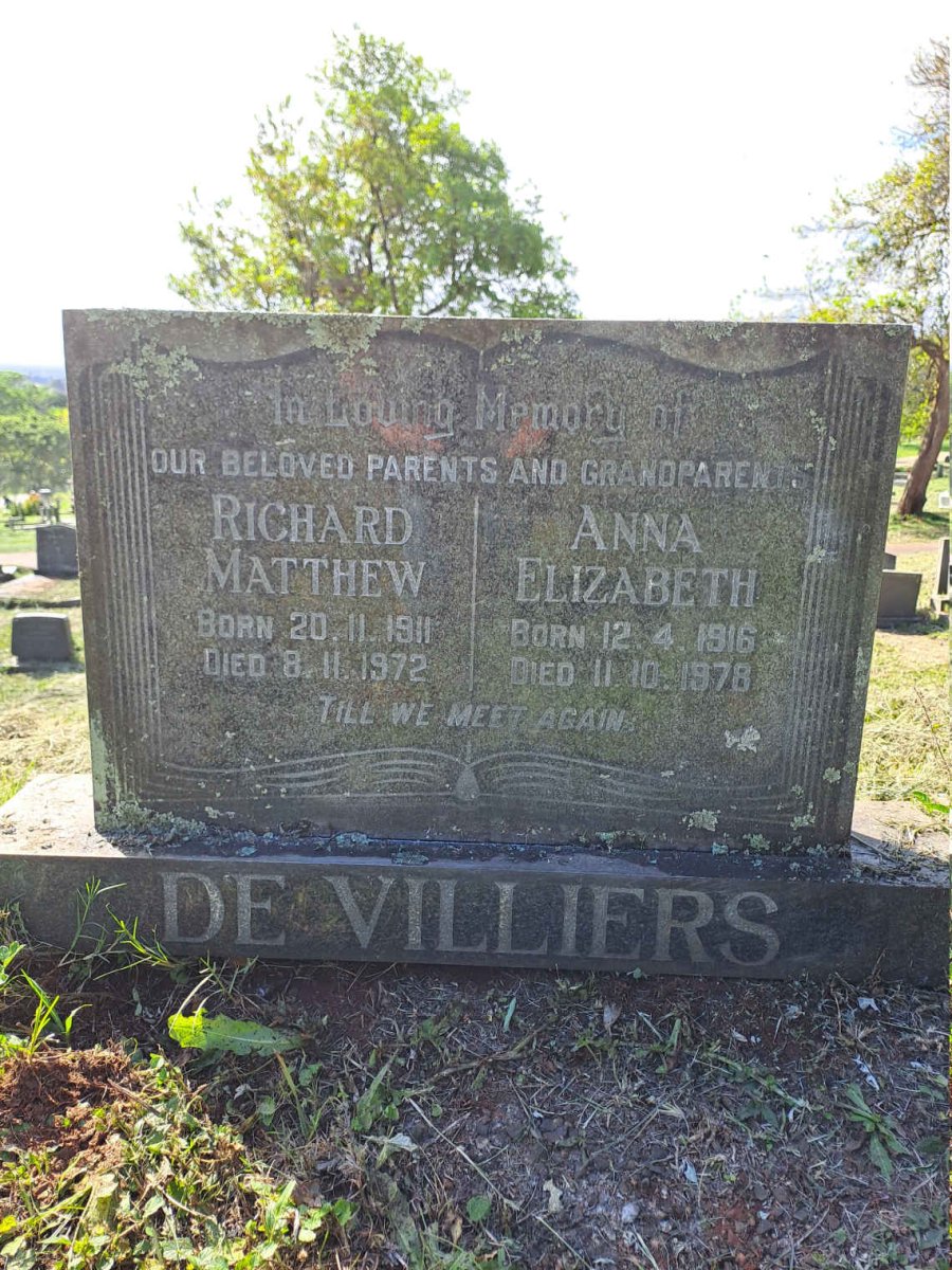 VILLIERS Richard Matthew, de 1911-1972 & Anna Elizabeth 1916-1978