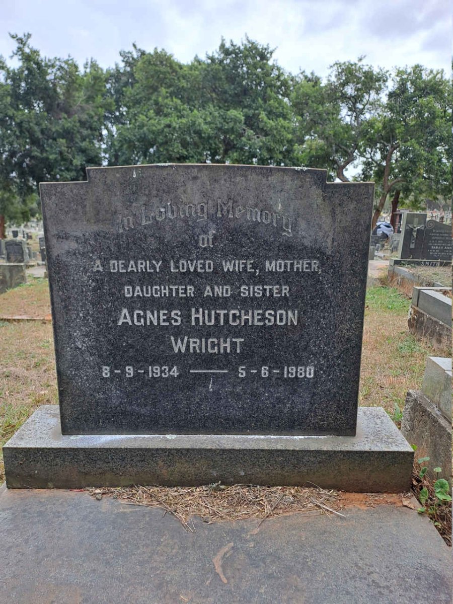 WRIGHT Agnes Hutcheson 1934-1980