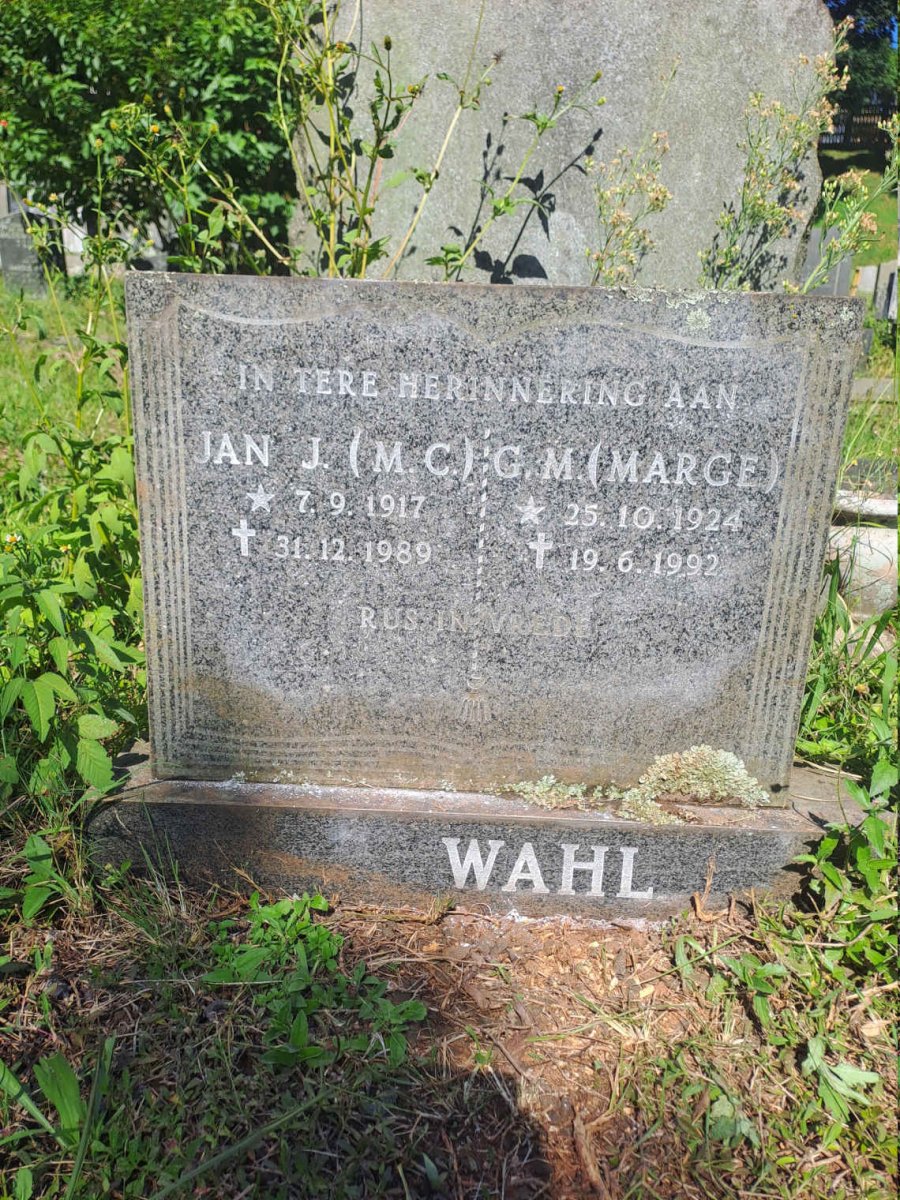 WAHL Jan J. M.C. 1917-1989 :: WAHL G.M. Marge 1924-1992