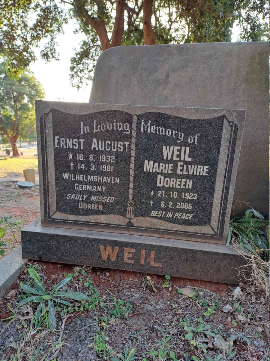 WEIL Ernst August 1932-1981 & Marie Elvire Doreen 1923-2005