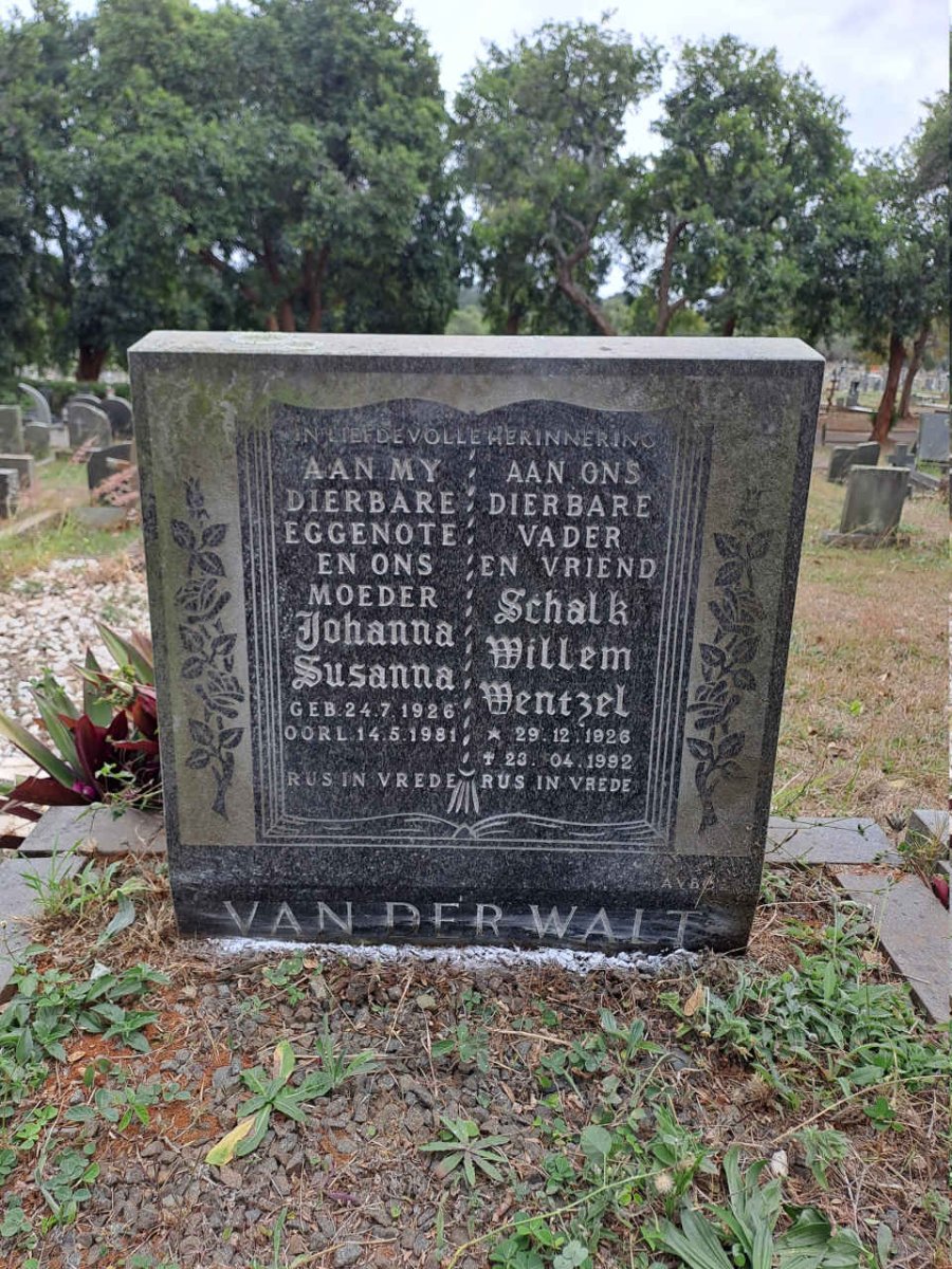 WALT Schalk Willem Wentzel, van der 1926-1992 & Johanna Susanna 1926-1981