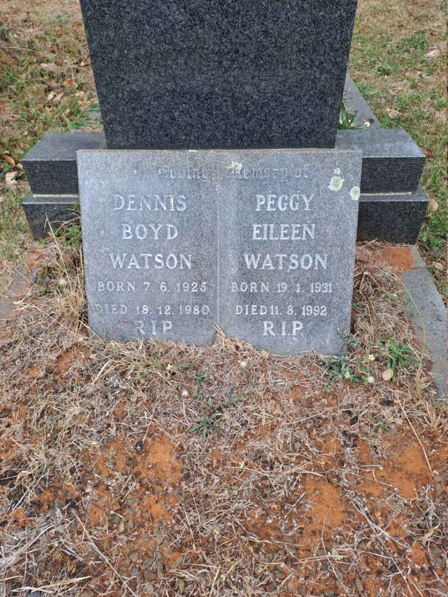 WATSON Dennis Boyd 1925-1980 & Peggy Eileen 1931-1992