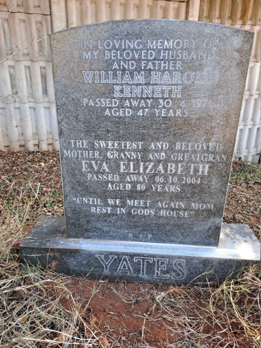 YATES William Harold Kenneth -1971 & Eva Elizabeth -2004