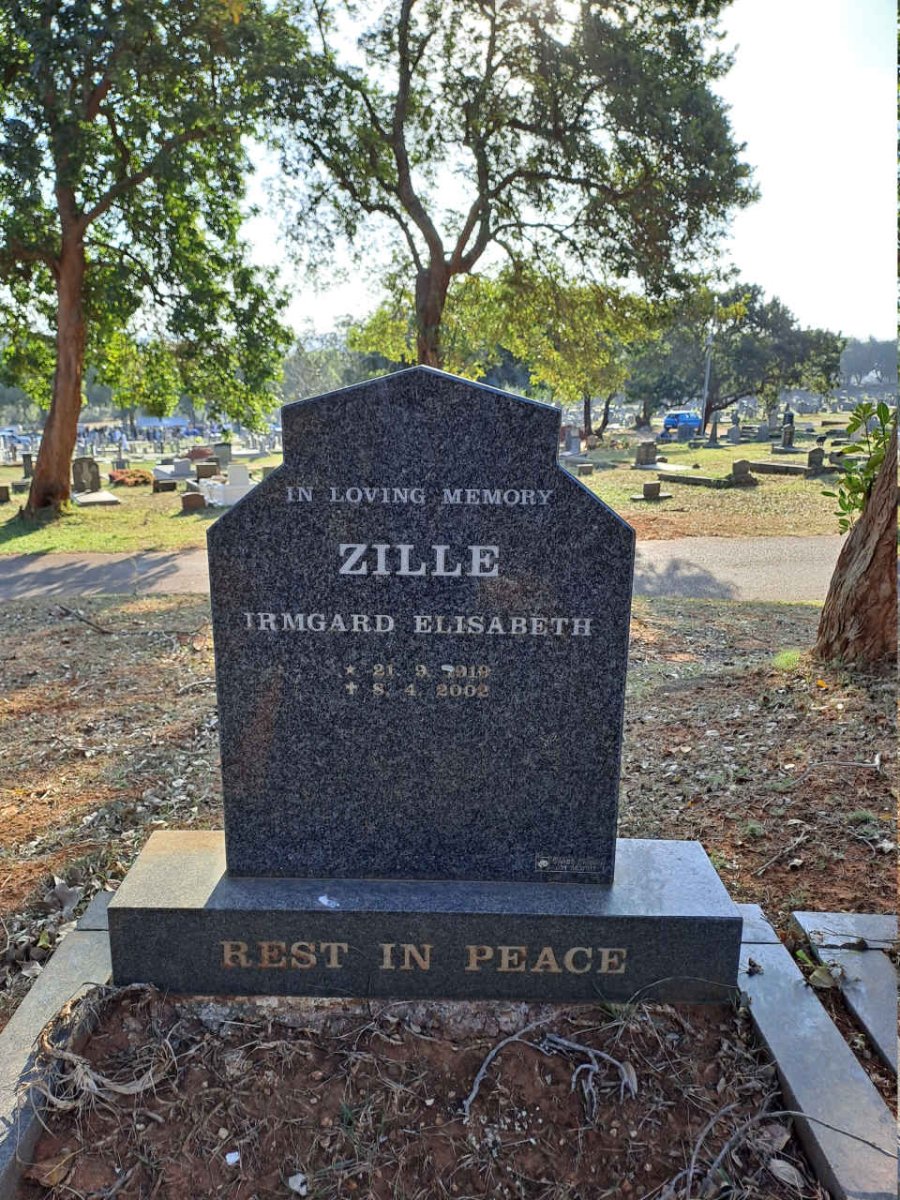 ZILLE Irmgard Elisabeth 1919-2002