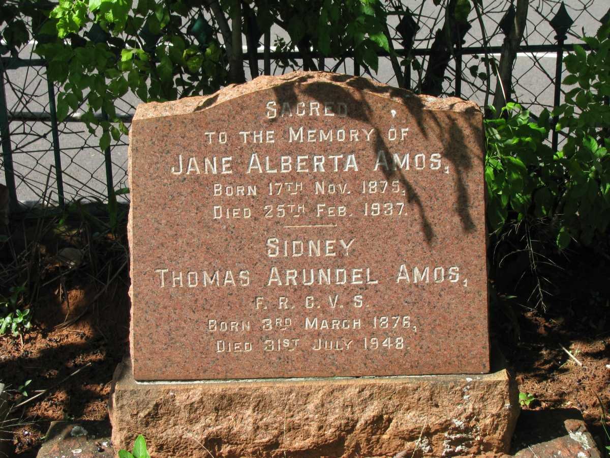 AMOS Sidney Thomas Arundel 1876-1948 &amp; Jane Alberta 1875-1937