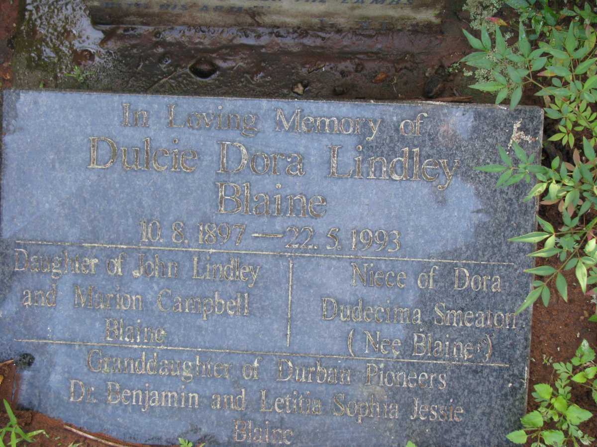 BLAINE Dulcie Dora Lindley 1897-1993