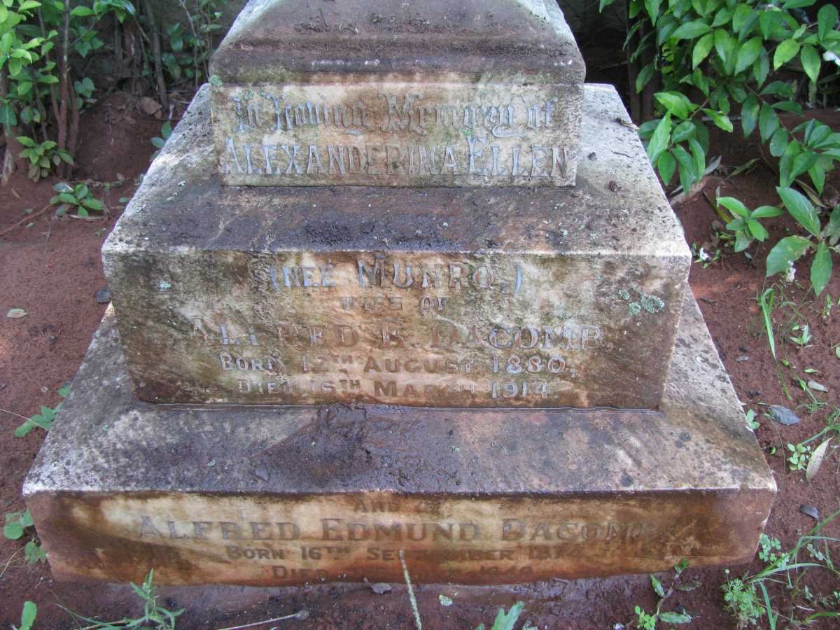 DACOMB Alfred Edmund 1874-1949 &amp; Alexanderina Ellen MUNRO 1880-1914