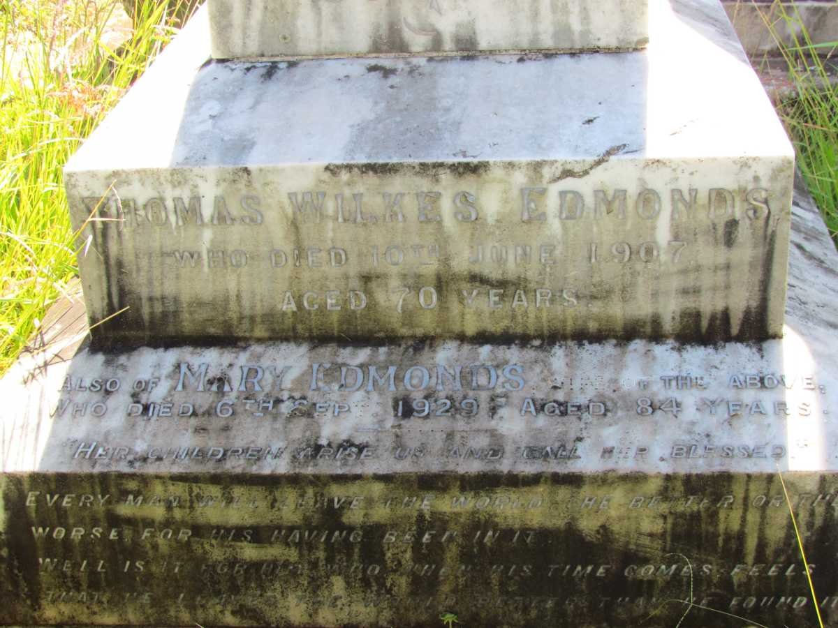 EDMONDS Thomas Wilkes -1907 &amp; Mary -1929