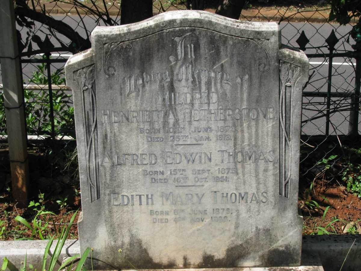 FETHERSTONE Mildred Henrietta 1873-1919 :: THOMAS Alfred Edwin 1875-1951 &amp; Edith Mary 1876-1966