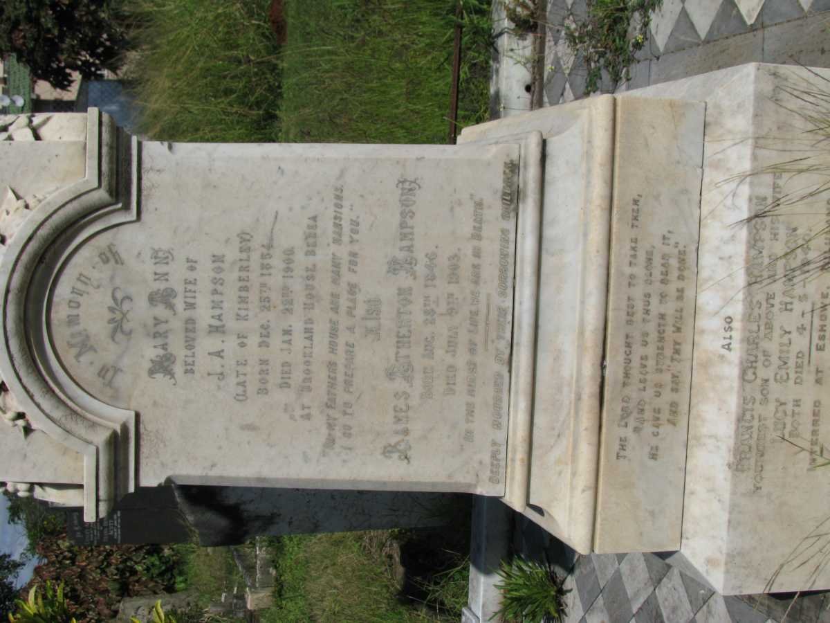 HAMPSON James Atherton 1846-1903 &amp; Mary Ann 1854-1900 :: HAMPSON Francis Charles -1940 &amp; Lucy Emily -1940