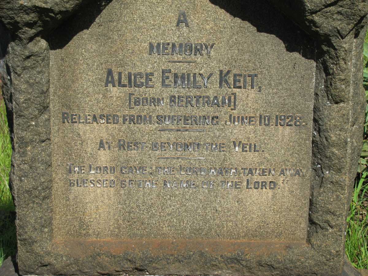KEIT Alice Emily nee BERTRAM -1928