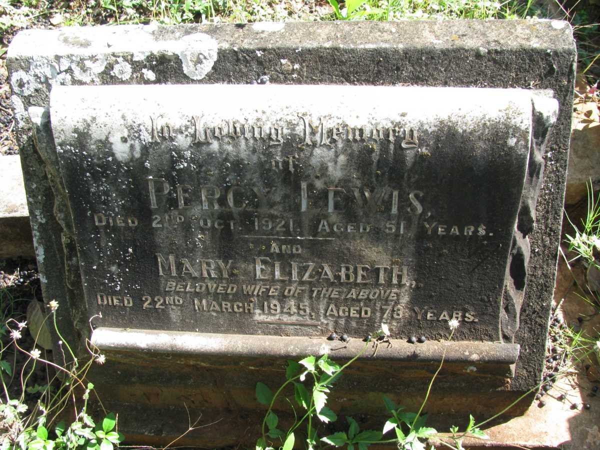 LEWIS Percy -1921 &amp; Mary Elizabeth -1945