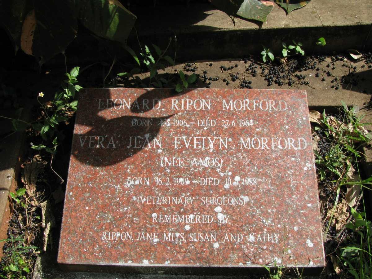 MORFORD Leonard Ripon 1906-1964 &amp; Vera Jean Evelyn AMOS 1909-1988
