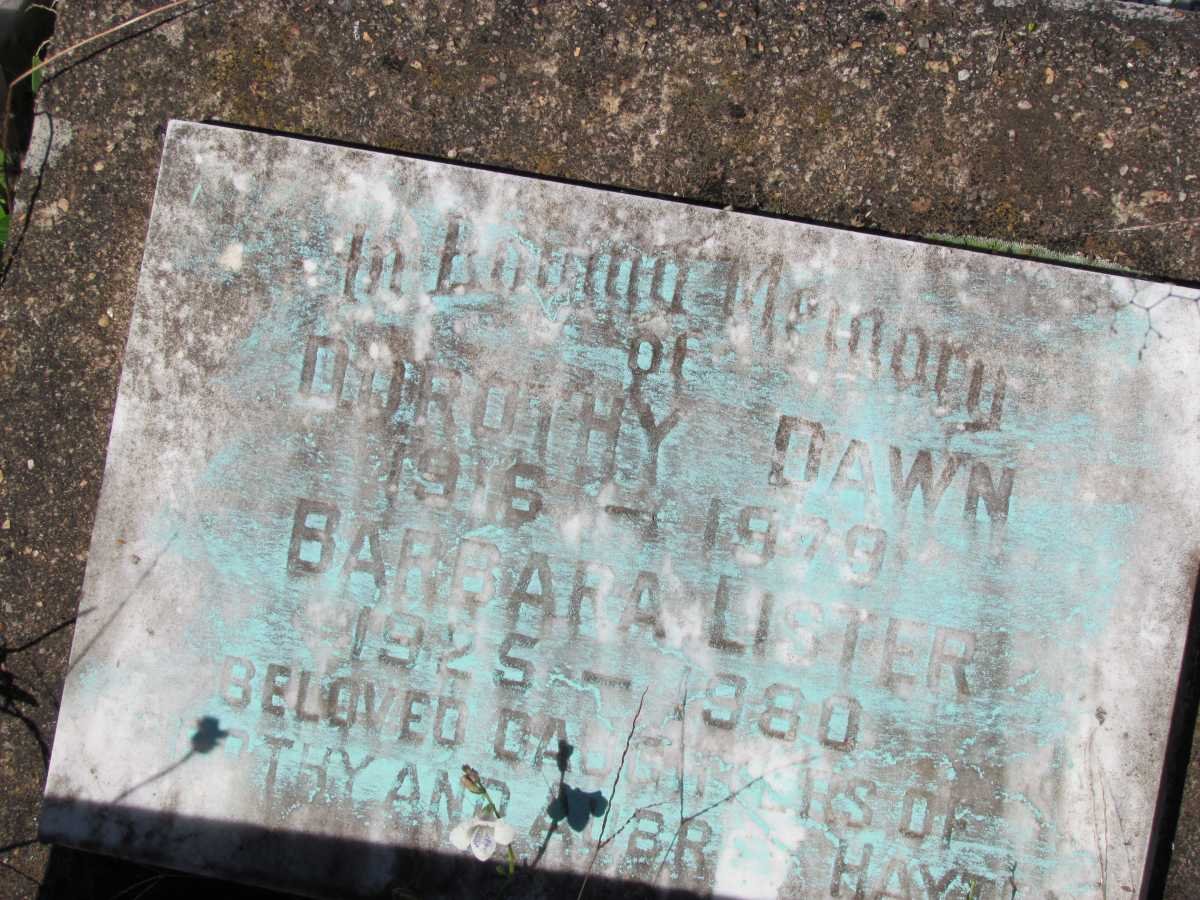 HAYES Dorothy Dawn 1916-1979 :: HAYES Barbara Lister 1925-1980