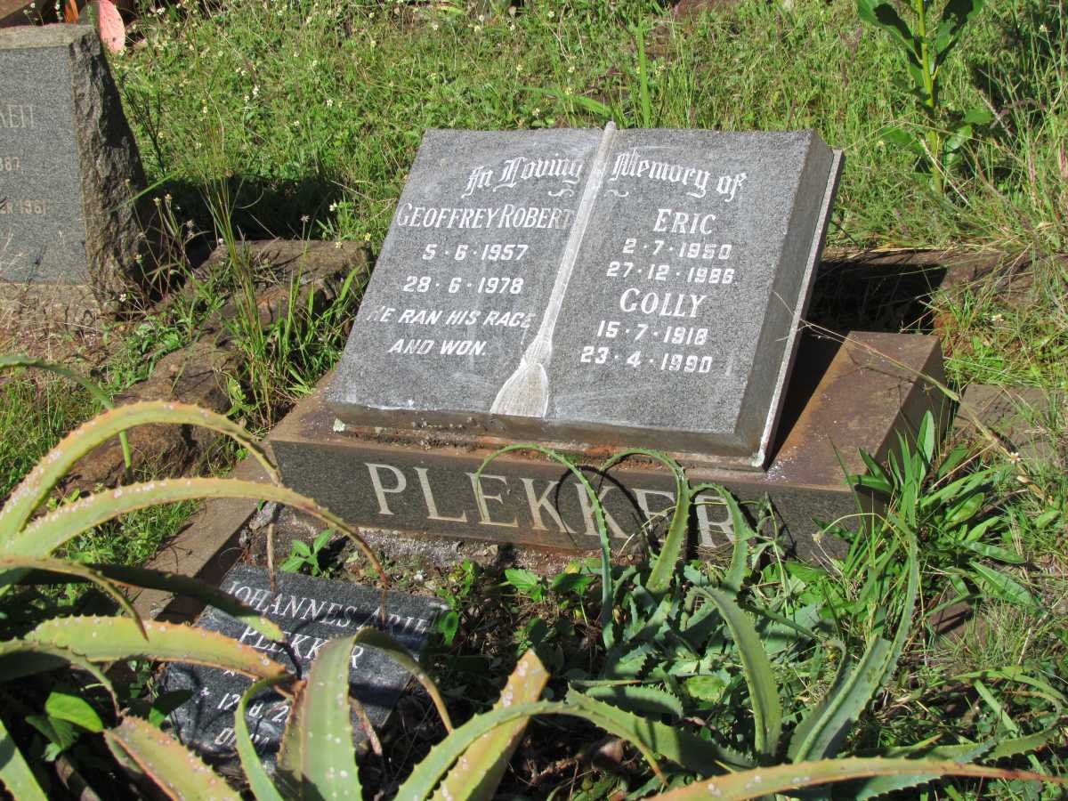 PLEKKER Geoffrey Robert 1957-1978 :: PLEKKER Eric 1950-1986 :: PLEKKER Golly 1918-1990 :: PLEKKER Johannes Arie 1919-2004