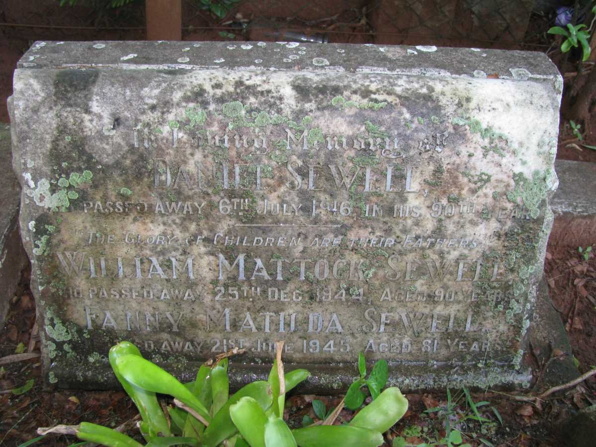 SEWELL Daniel -1916 :: SEWELL William Mattock -1944 :: SEWELL Fanny Matilda -1945