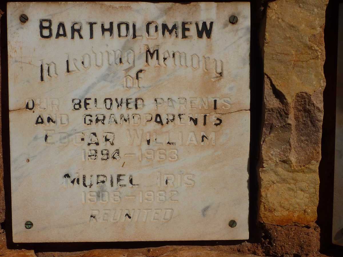 BARTHOLOMEW Edgar William 1894-1963 &amp; Muriel Iris 1906-1982