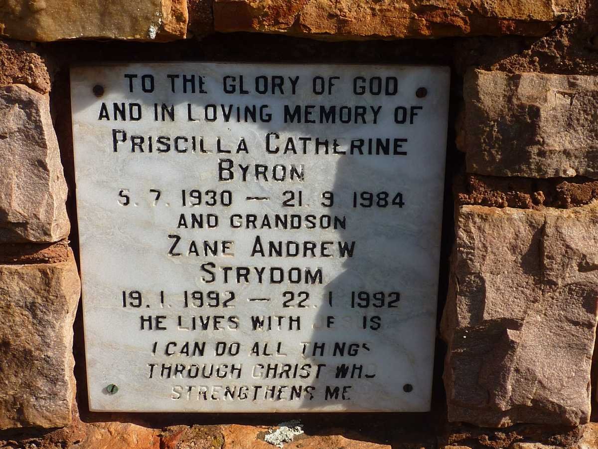 BYRON Priscilla Catherine 1930-1984 :: STRYDOM Zane Andrew 1992-1992