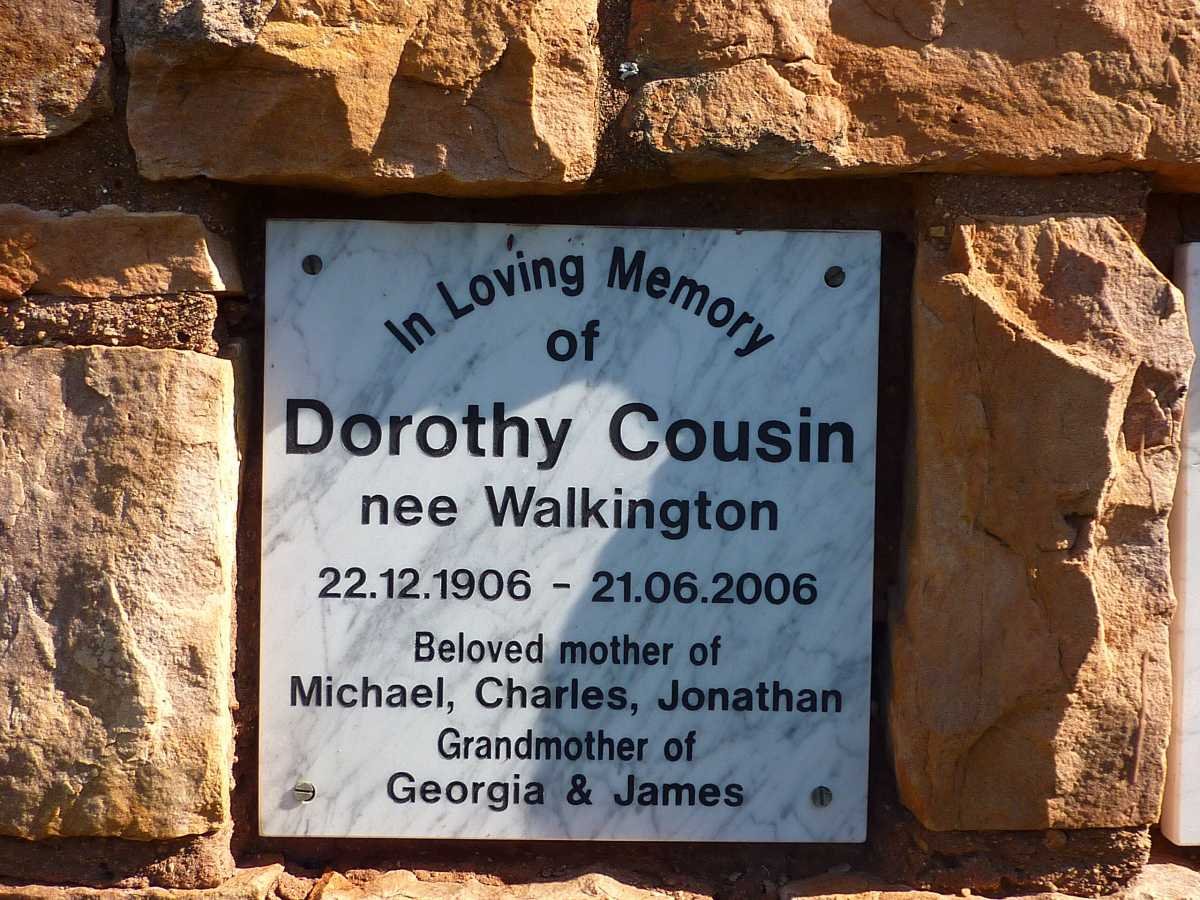COUSIN Dorothy nee WALKINGTON 1906-2006