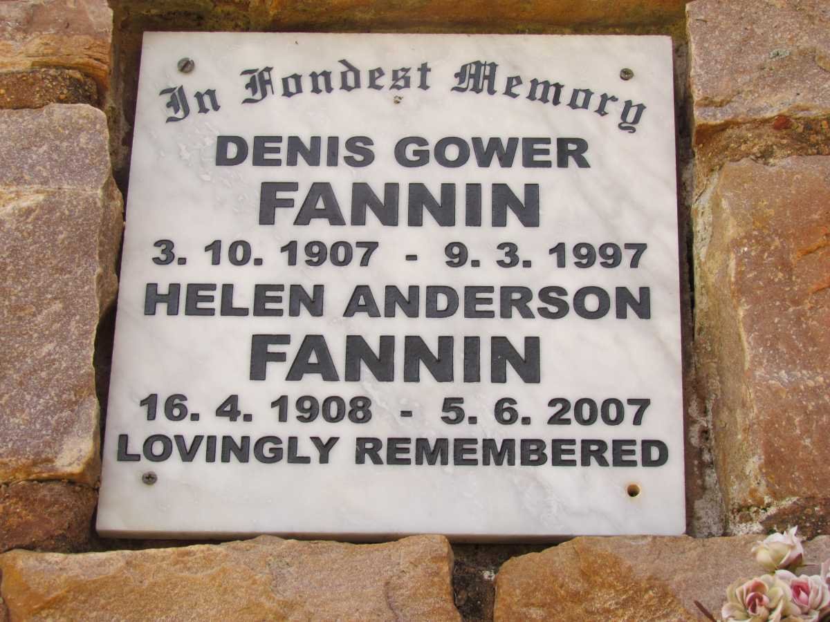 FANNIN Denis Gower 1907-1997 &amp; Helen Anderson 1908-2007