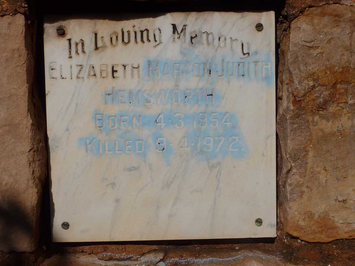 HEMSWORTH Elizabeth Marion Judith 1954-1972