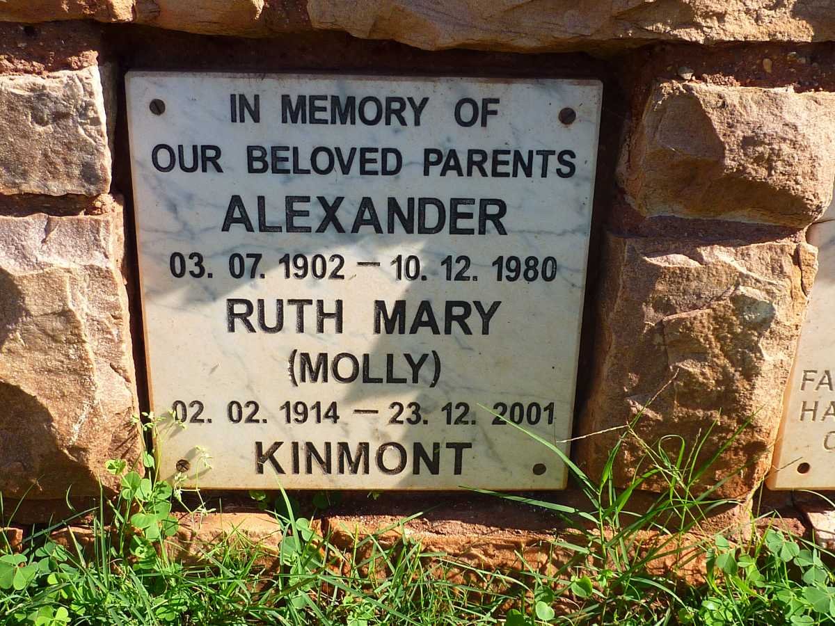 KINMONT Alexander 1902-1980 &amp; Ruth Mary 1914-2001
