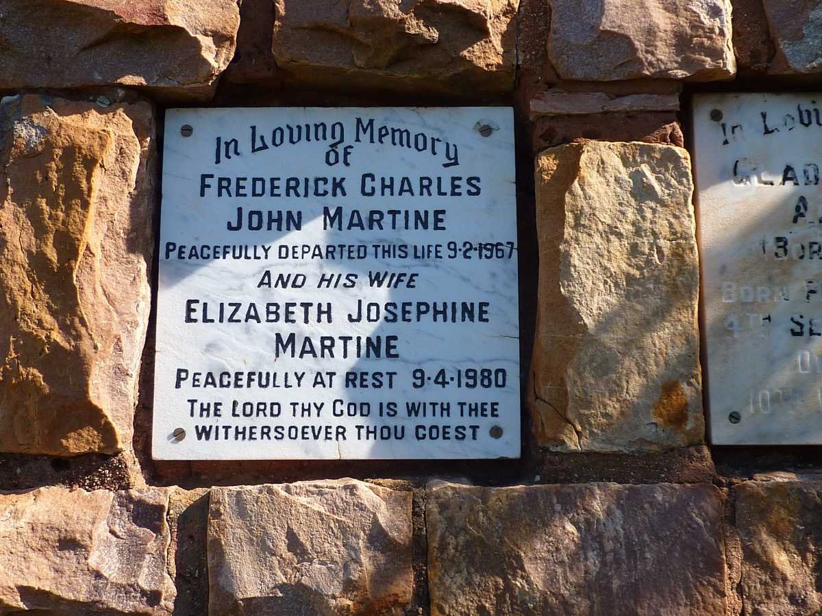 MARTINE Frederick Charles John -1967 &amp; Elizabeth Josephine -1980