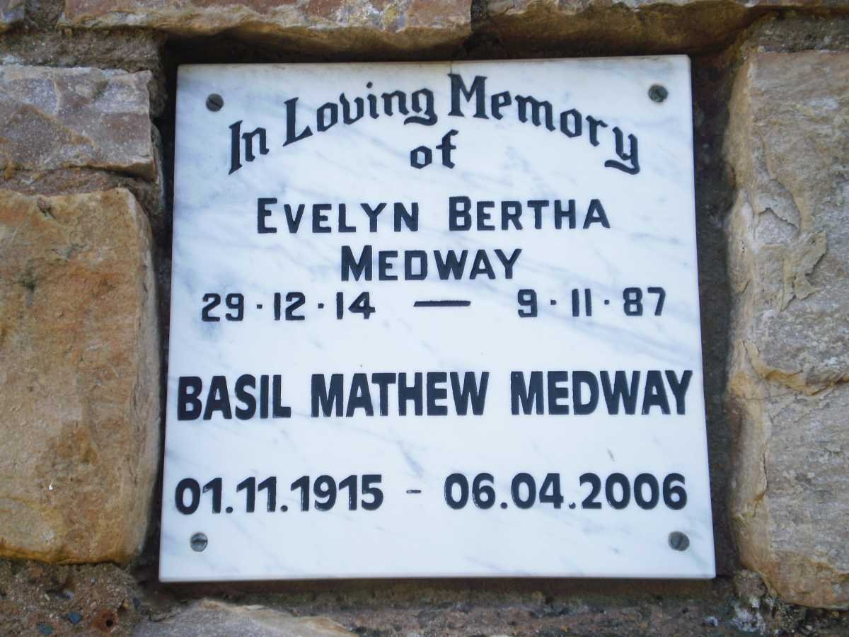 MEDWAY Basil Mathew 1915-2006 &amp; Evelyn Bertha 1914-1987