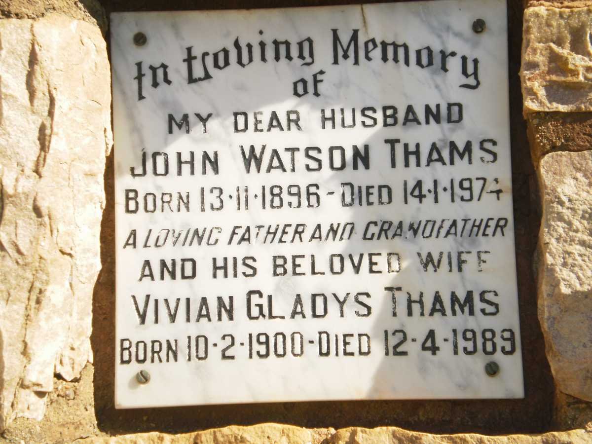 THAMS John Watson 1896-1974 &amp; Vivian Gladys 1900-1989