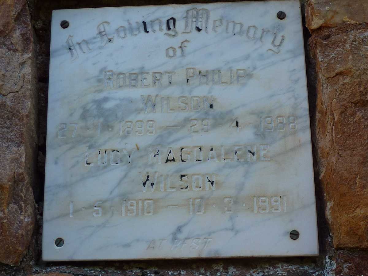 WILSON Robert Philip 1899-1988 &amp; Lucy Magdalene 1910-1991