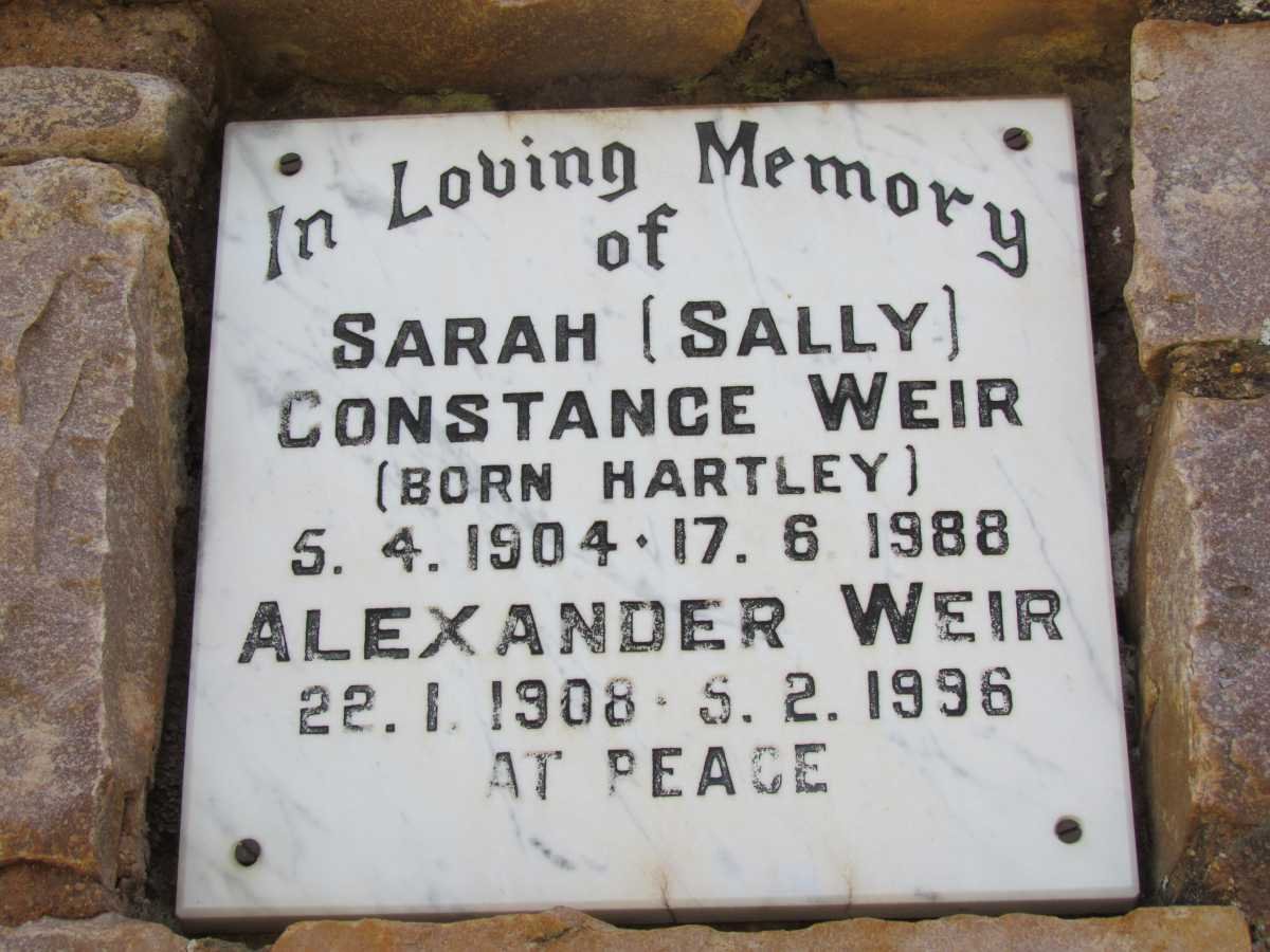 WEIR Alexander 1908-1996 &amp; Sarah Constance HARTLEY 1904-1988