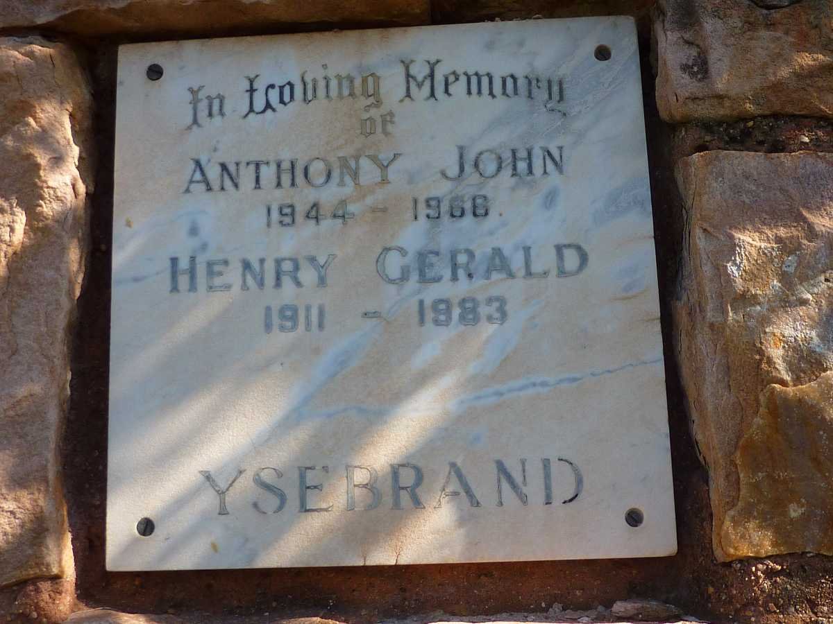 YSEBRAND Henry Gerald 1911-1983 :: YSEBRAND Anthony John 1944-1968