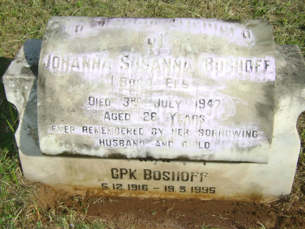 BOSHOFF G.P.K. 1916-1995 &amp; Johanna Susanna ELS -1947