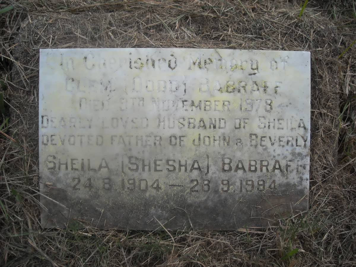 BABRAFF Clem -1978 &amp; Sheila 1904-1994