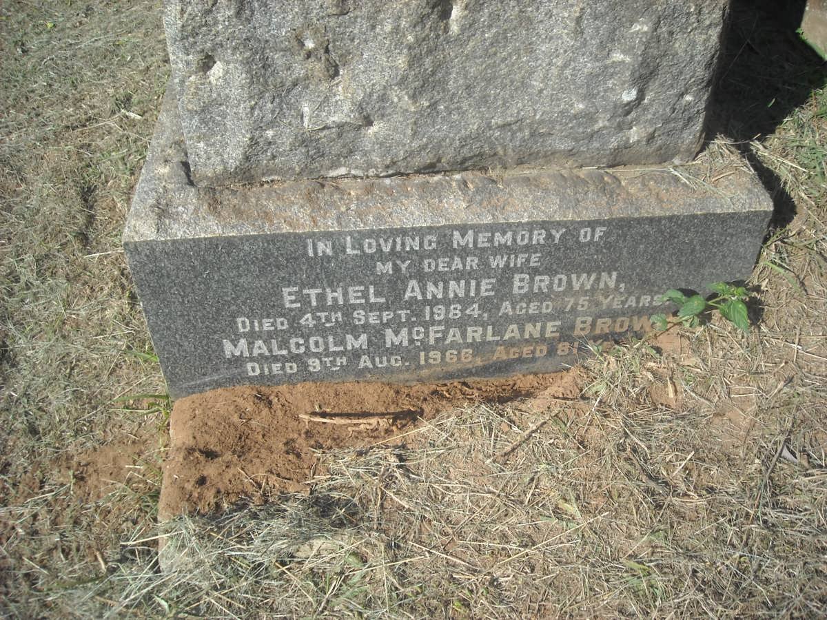 BROWN Malcolm McFarlane -1966 &amp; Ethel Annie -1984