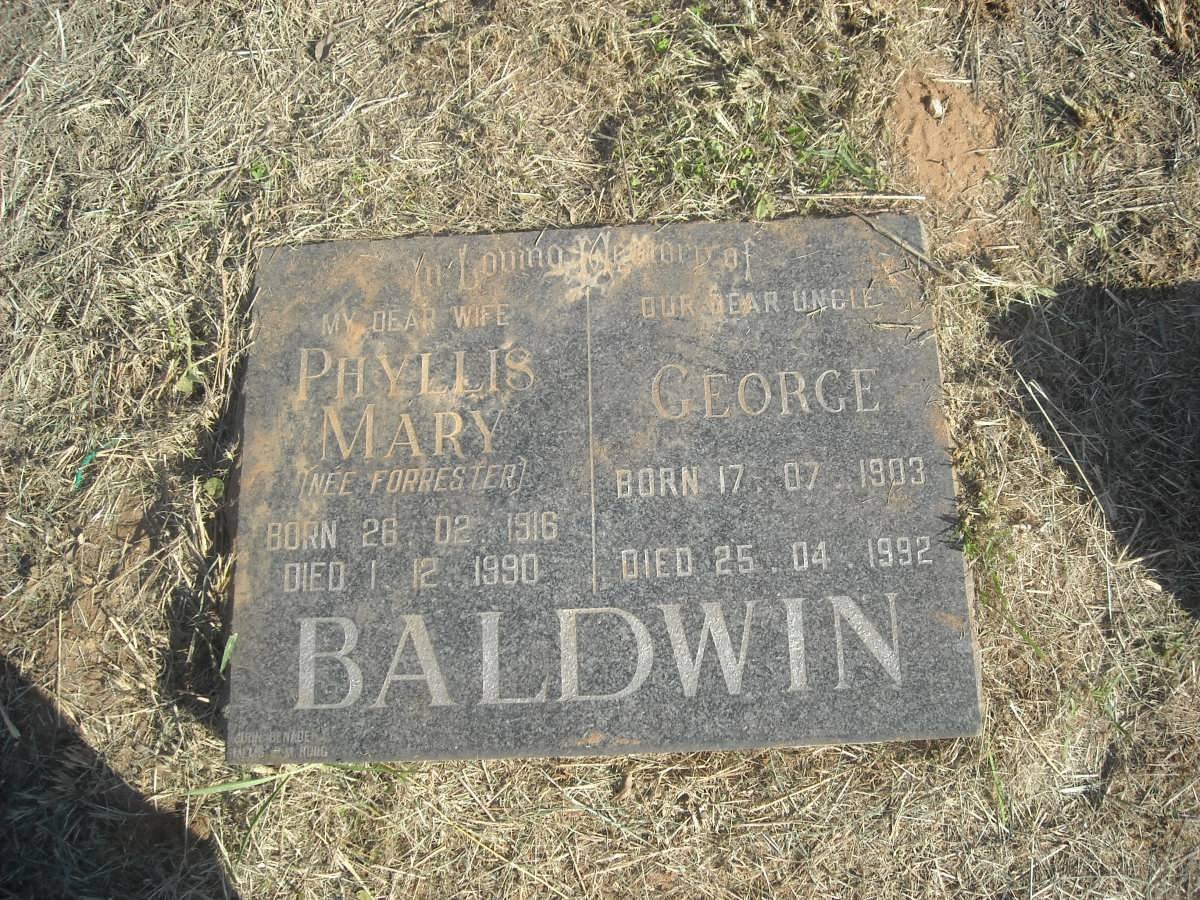 BALDWIN George 1903-1992 &amp; Phyllis Mary FORRESTER 1916-1990
