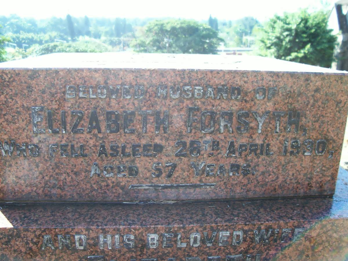 FORSYTH ? -1930 &amp; Elizabeth -1963