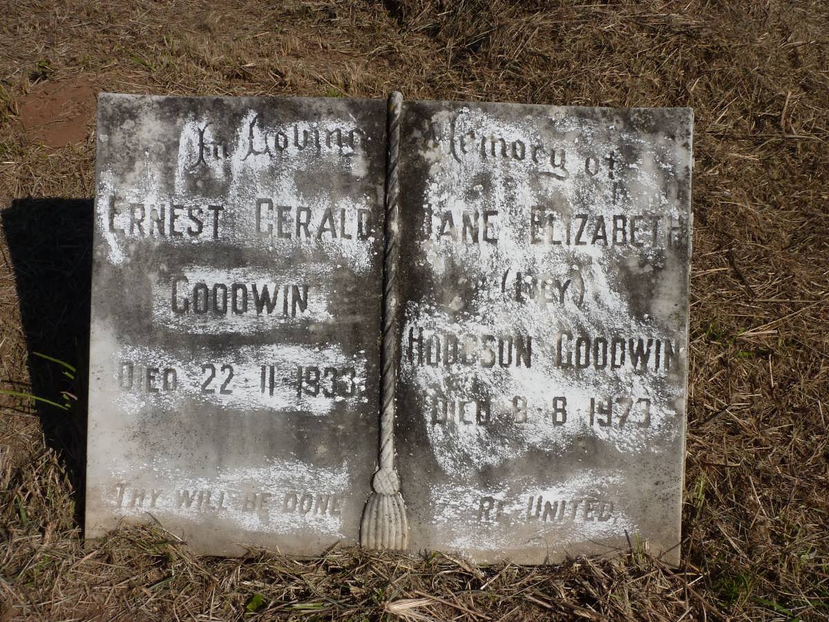 GOODWIN Ernest Gerald -1933 &amp; Jane Elizabeth Hobson -1973