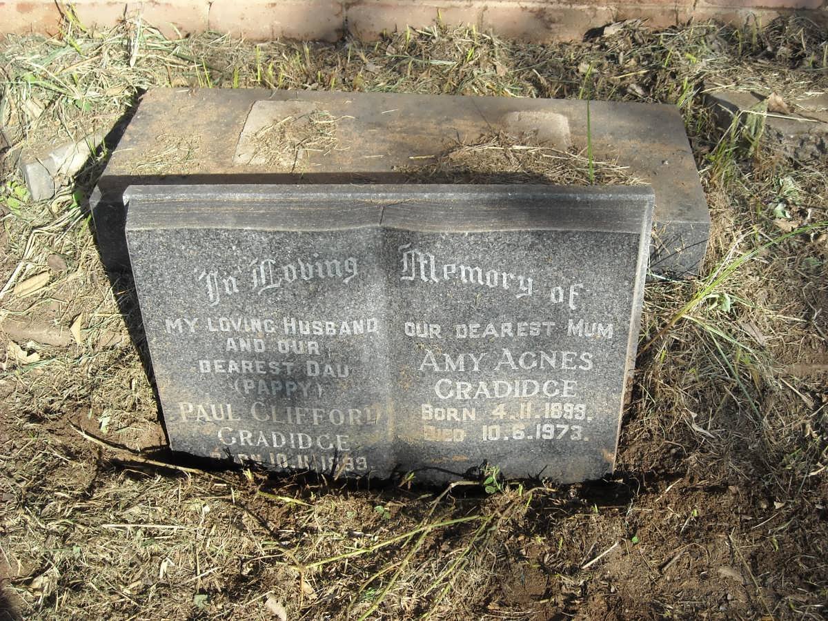 GRADIDGE Paul Clifford 1899- &amp; Amy Agnes 1899-1973 