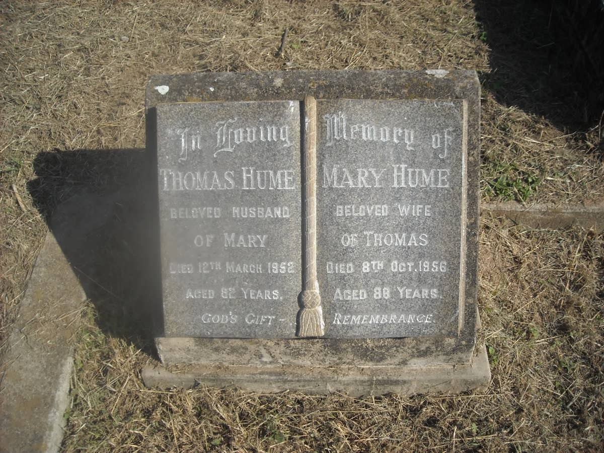 HUME Thomas -1952 &amp; Mary -1956