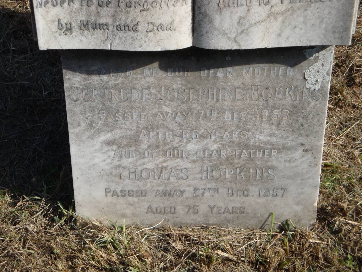 HOPKINS Thomas John Cecil -1944 :: HOPKINS Emrys -1918 :: HOPKINS Thomas -1957 &amp; Gertrude Josephine -1953