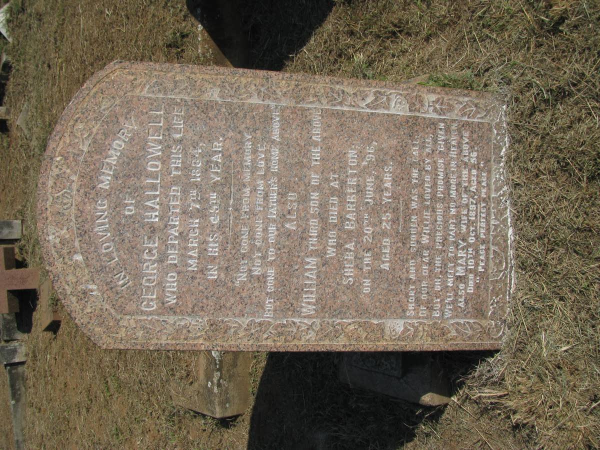 HALLOWELL George -1884 &amp; Mary -1897 :: HALLOWELL William -1896