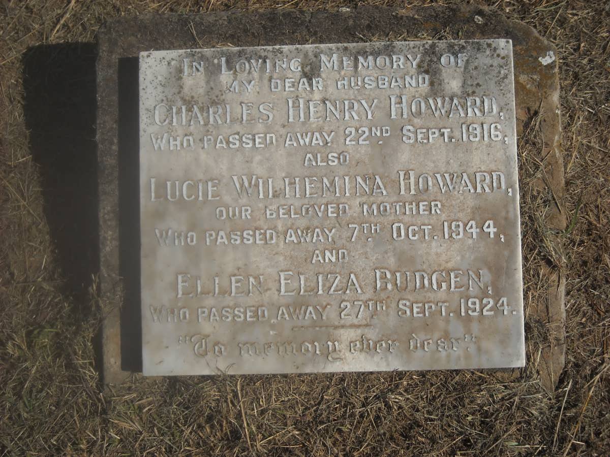HOWARD Charles Henry -1916 &amp; Lucie Wilhelmina -1944 :: BUDGEN Ellen Eliza -1924