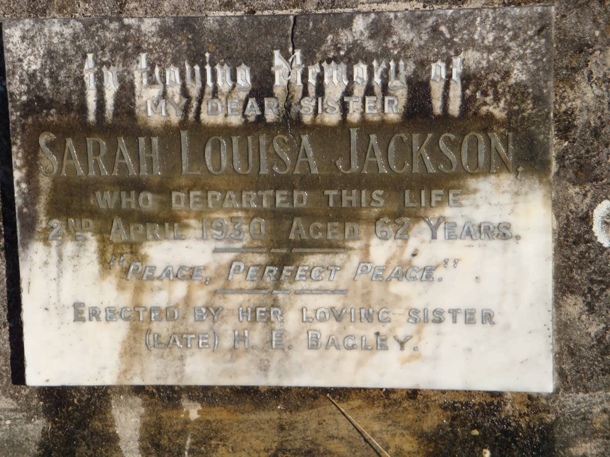 JACKSON Sarah Louisa -1930