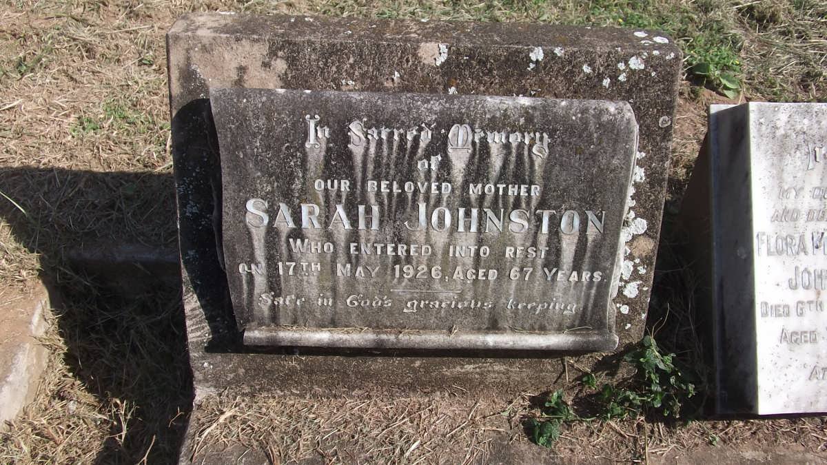 JOHNSTON James -1967 &amp; Flora McConachy -1963 :: JOHNSTON Sarah -1926