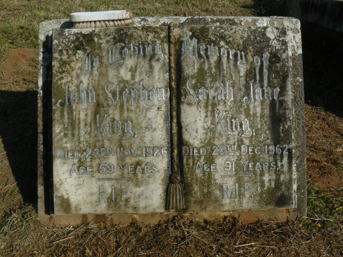 KING John Stephen -1926 &amp; Sarah Jane -1962