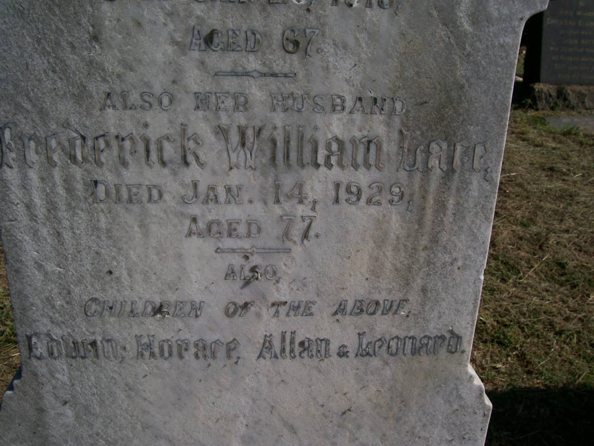 LACE Frederick William -1929 &amp; Elizabeth -1918 :: LACE Edwin :: LACE Horace :: LACE Allan :: LACE Leonard